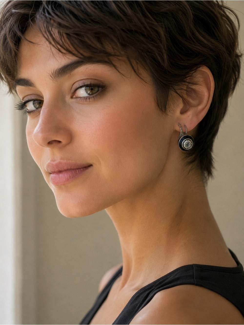 Liz Palacios Black and Silver Tone Swarovski Crystal Disc Drop Earrings - Women